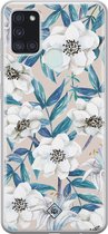 Casimoda® hoesje - Geschikt voor Samsung A21s - Bloemen / Floral blauw - Backcover - Siliconen/TPU - Multi