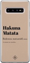 Casimoda® hoesje - Geschikt voor Samsung S10 Plus - Hakuna Matata - Backcover - Siliconen/TPU - Bruin/beige