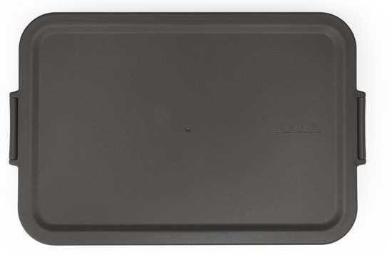 Boîte à lunch Brabantia gris foncé, modèle plat, en plastique.