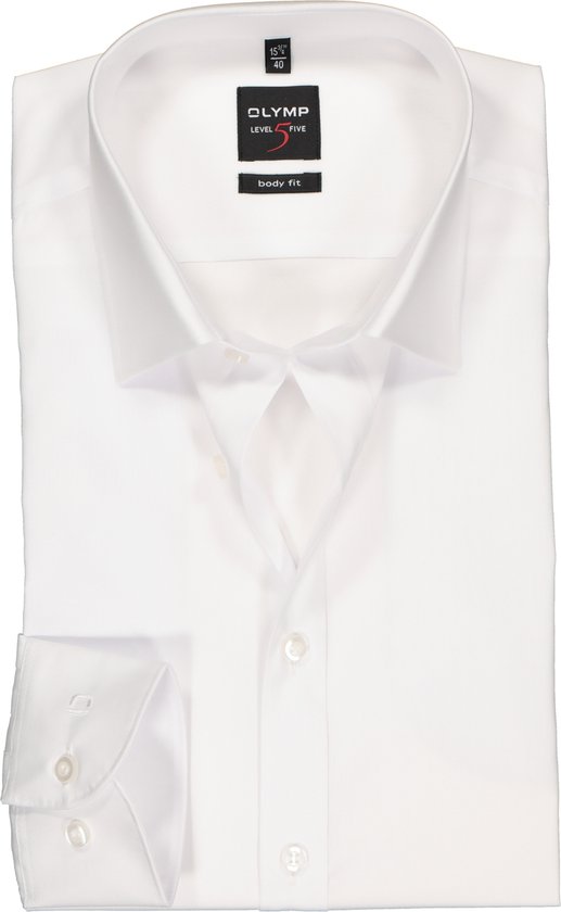 OLYMP Level 5 body fit overhemd - wit - Strijkvriendelijk - Boordmaat: 39