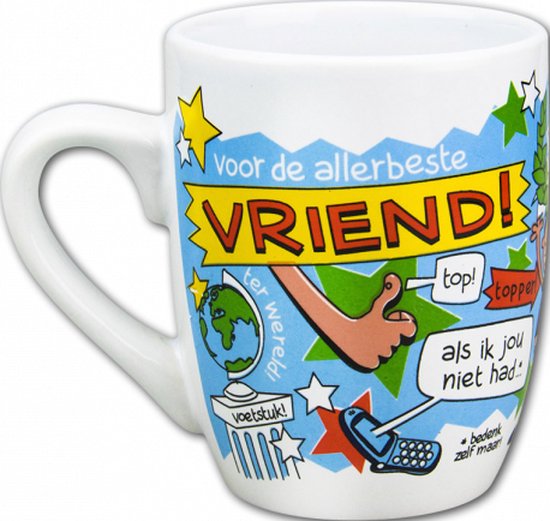Anniversaire - Mug Cartoon - Pour un ami formidable - Dans un coffret cadeau avec ruban coloré