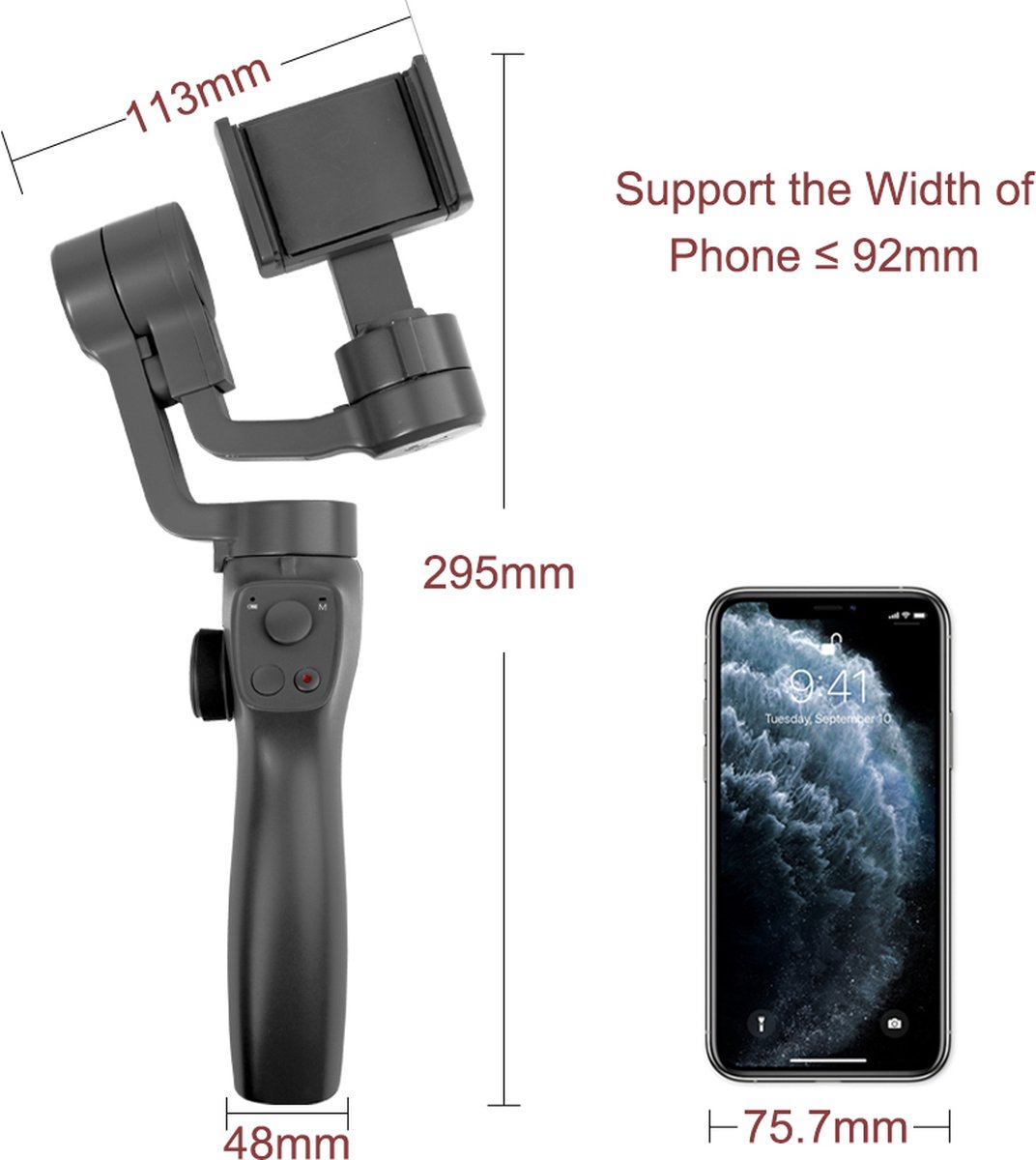 Stabilisateur de cardan pour smartphone, perche à