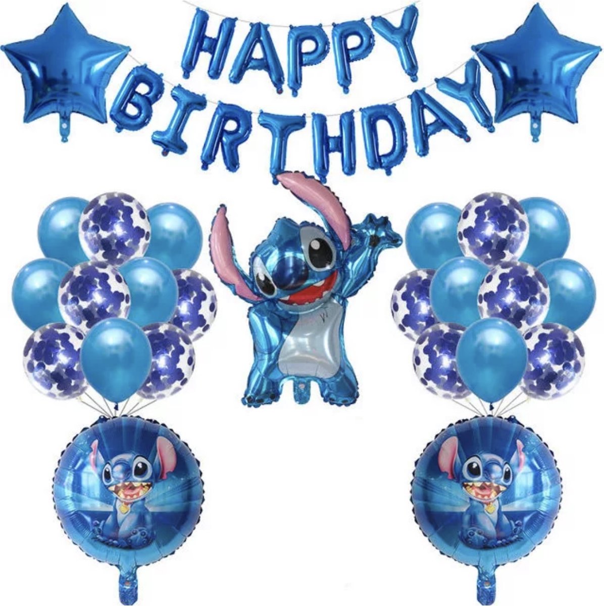 Ballons Stitch - Disney - Lilo et Stitch - 10 ballons bleus - 10  transparents - 18