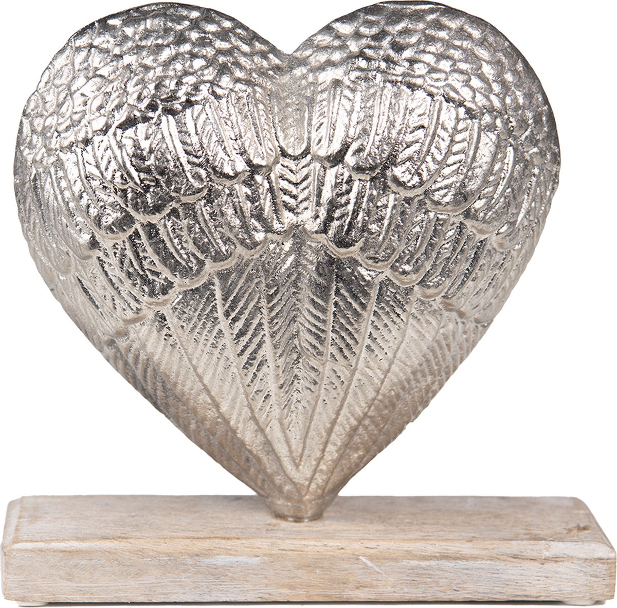 Decoratie 17 cm Zilverkleurig Aluminium Hout Hartvormig