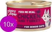 10x Edgard & Cooper Senior Chunks Kip & Kalkoen - Kattenvoer - 85g