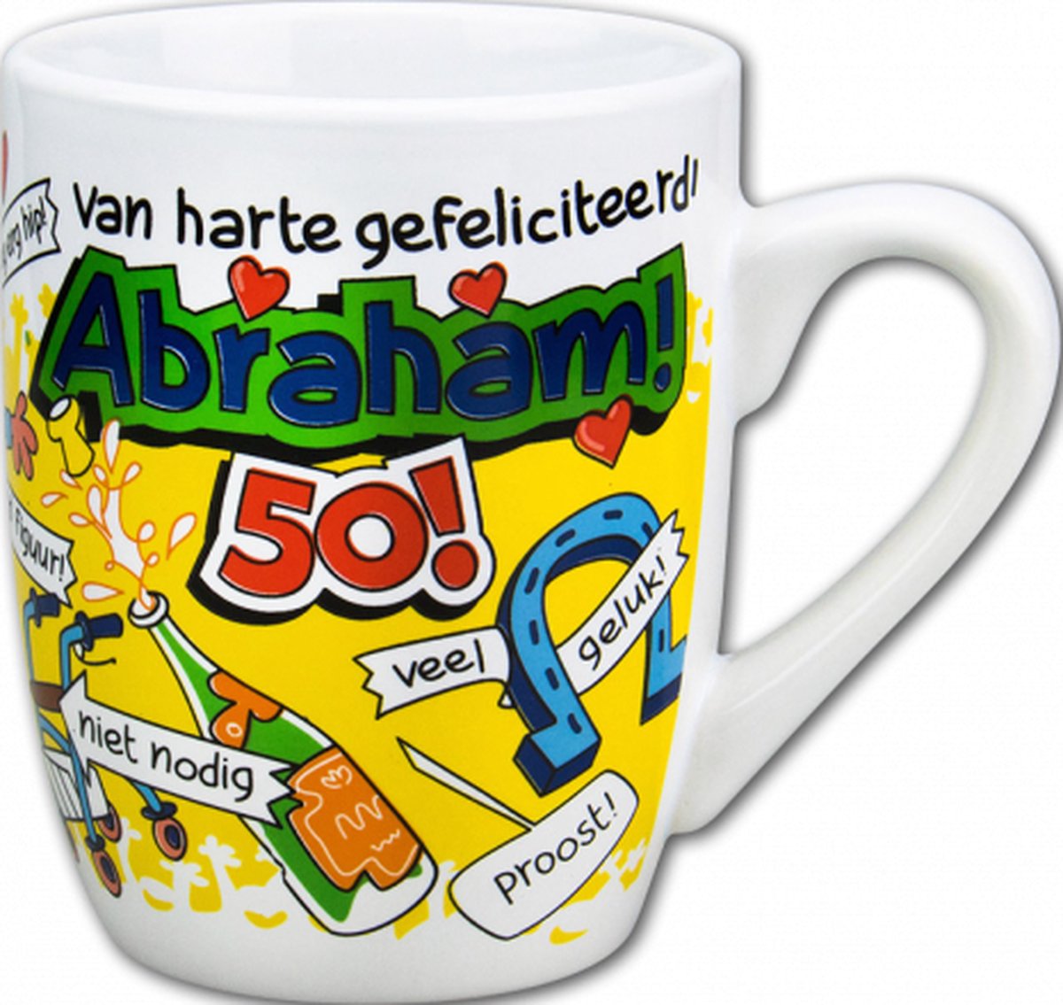 Cartoon Mok - Abraham - In cadeauverpakking met gekleurd lint