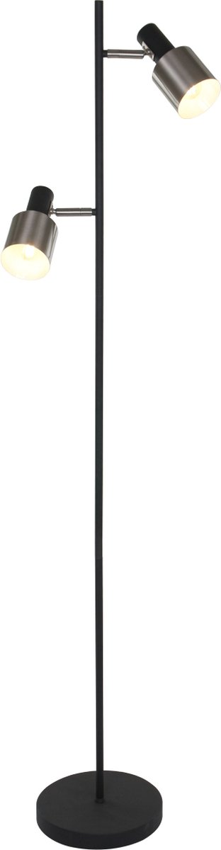 Vloerlamp Fjorgard | 2 lichts | staal / grijs / zilver | metaal | 155 cm | staande lamp / woonkamer lamp | modern / sfeervol design