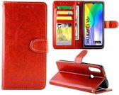 LuxeBass Hoesje geschikt voor Huawei Y6P - Bookcase Rood - portemonnee hoesje - telefoonhoes - gsm hoes - telefoonhoesjes