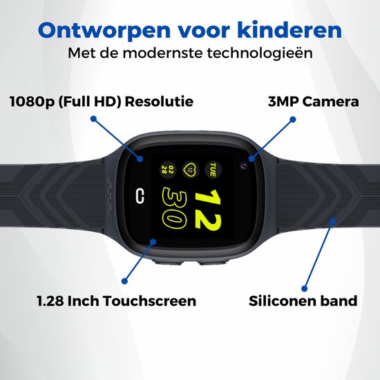 Kinderhorloge - GPS - GPS Tracker - Kindersmartwatch - Smartwatch - Kinder veiligheid horloge - Kinder smartwatch met GPS - Kinder horloge - Blauw - Merkloos