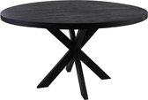 Sfeerwonen en Zo® Ronde tafel met spinpoot - 150 cm - DIK BLAD - zwart mango hout