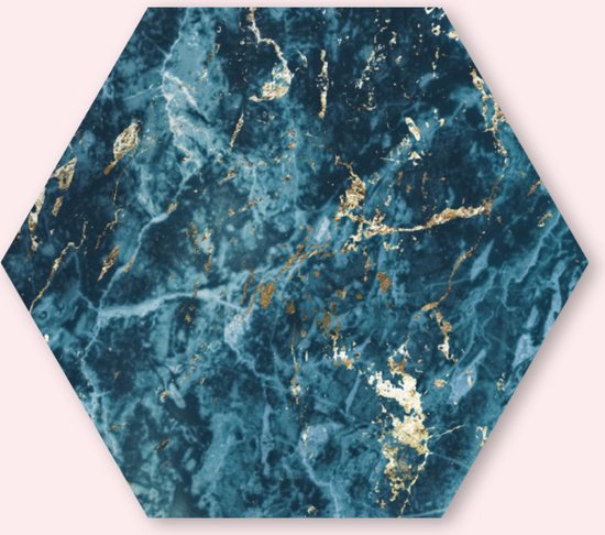 Marble blue - 80 cm Forex Hexagon - Figuren en Vormen - Wanddecoratie