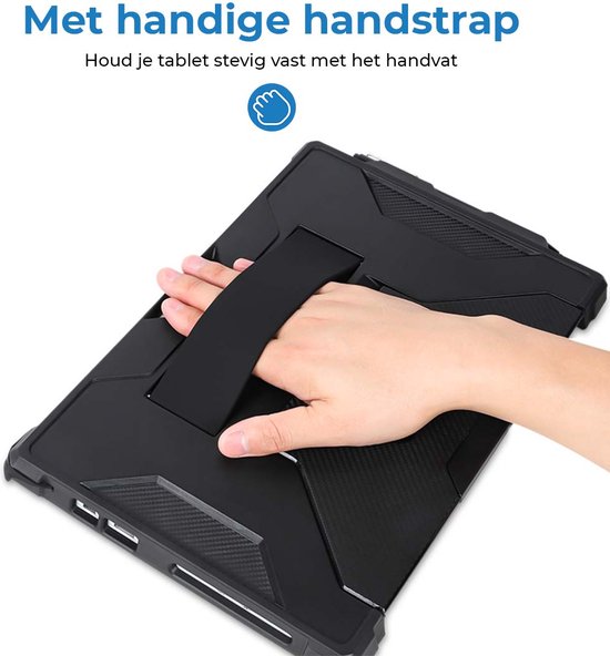 Hoes geschikt voor Microsoft Surface Pro 4/5/6/7 - Met Handstrap - 12.3 inch - Compatible met Toetsenbord - Stylus Houder - Wit - Case2go