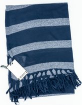 Sjaal - lange sjaal - jeans met donkerblauwe sjaal - Hublot sjaal - streepsjaal - bretonse sjaal - brede sjaal - kado vrouw - kado man -