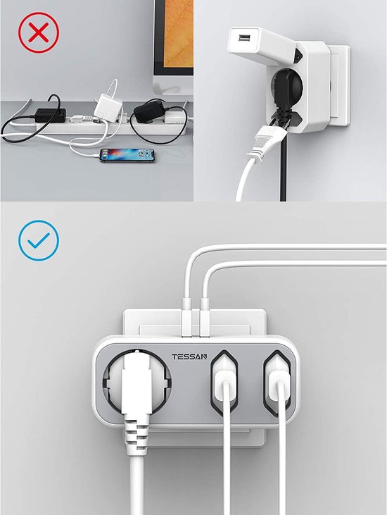 Verbatim EU Stekkertoren, 15-in-1, meervoudige stekkerdoos met 11 euro- stopcontacten, 2 USB-C en 2 USB-A-aansluitingen, multicontactdoos met schakelaar en 2 m verlengkabel, max. 3600 W