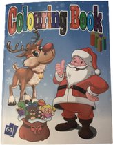 Kerst kleurboekje kerstman met rendier - Multicolor - Karton / Papier - 14,5 x 19 cm