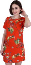 John Zack - Oranje mini-jurk met bloemen / L