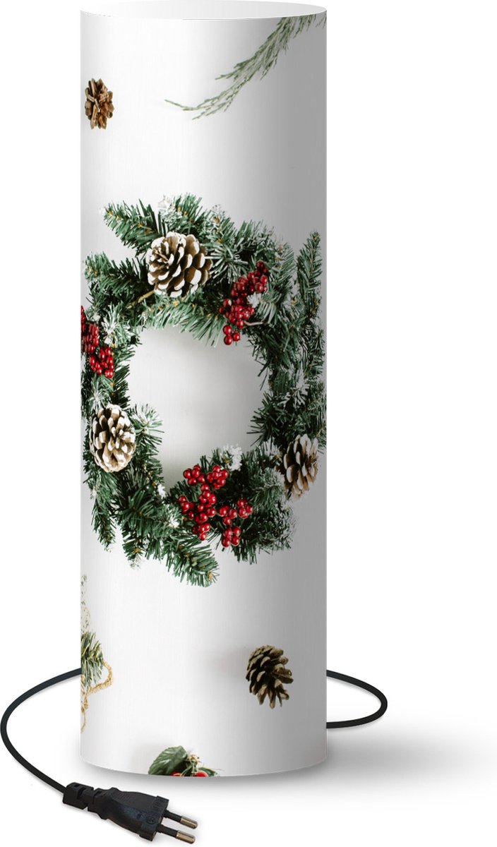 Lamp - Nachtlampje - Tafellamp slaapkamer - Winter - Kerst - Krans - 60 cm hoog - Ø19.1 cm - Inclusief LED lamp
