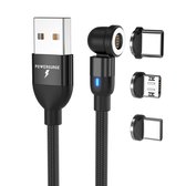 Câble de charge magnétique 3 en 1 SEOS Shop 360 degrés | IPhone (12)| Samsung | Huawei | USB A> C | USB> Lightning | USB> Micro USB | Rouge