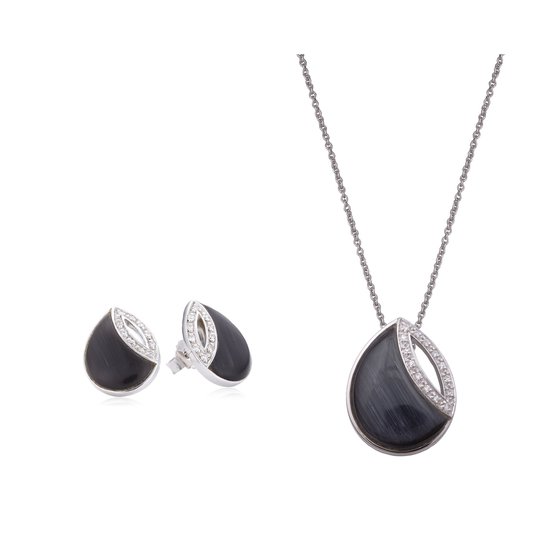Orphelia SET-5929 - Collier(s) avec boucle(s) d'oreille(s) - Argent 925 - Oeil de Cats - 45 cm