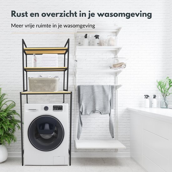 NØRSON Wasmachine en Droger Ombouw - Wasmachine Kast en Meubel - Opbergrek voor boven Wasmachine - Kast voor Wasmachine - Zwart