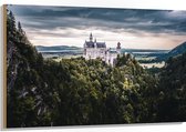 WallClassics - Hout - Kasteel op een Berg - 120x80 cm - 12 mm dik - Foto op Hout (Met Ophangsysteem)