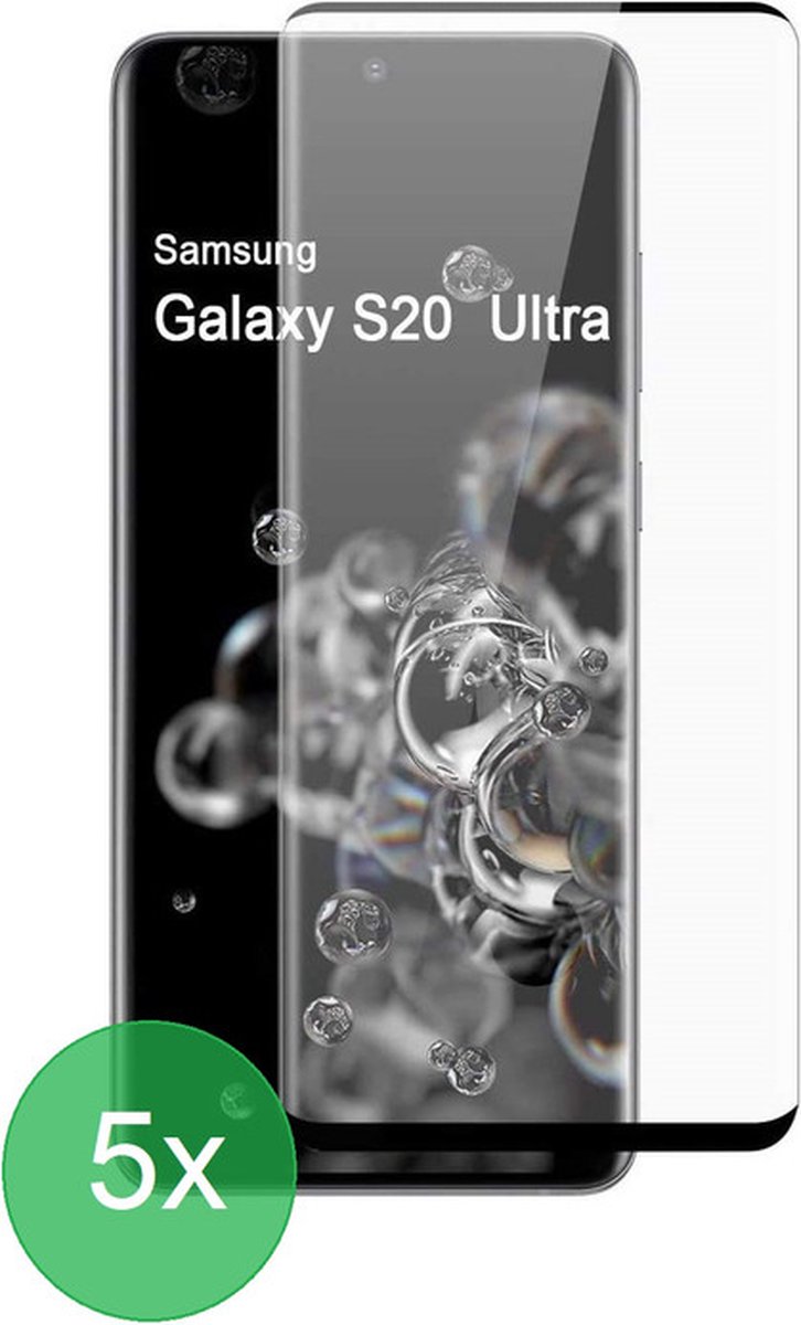 Geschikt Voor: Samsung Galaxy S20 Ultra Full Screenprotector 5x - screen protector - volledige glas - bescherming - beschermglas - ZT Accessoires