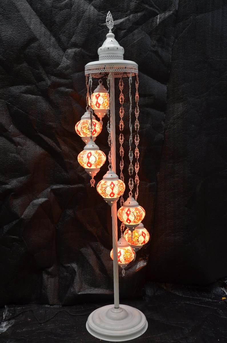 Handmade Turkse staandelamp 7 bollen Oosterse vloerlamp mozaïek multiclour