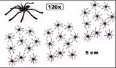 120x Spinnen zwart 5 cm - Halloween spin griezel fun themafeest horror jungle party festival