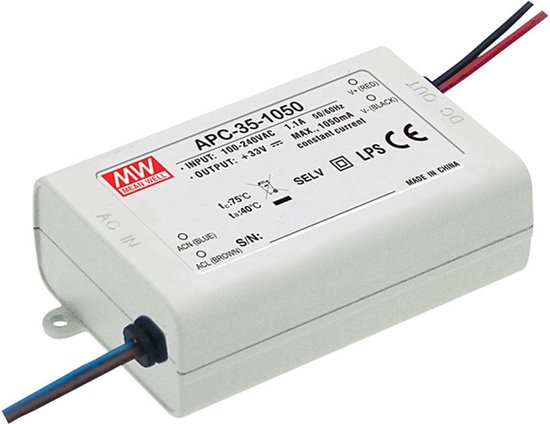 Mean Well APC-35-700 LED-driver Constante stroomsterkte 35 W 0.7 A 15 - 50 V/DC Niet dimbaar, Overbelastingsbescherming
