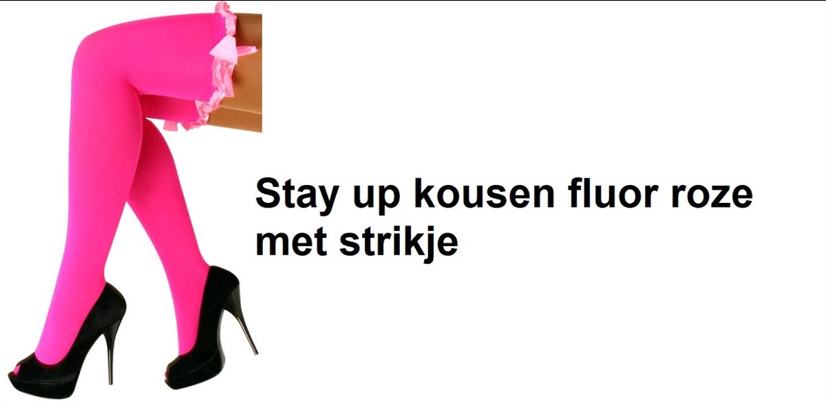 Stay up kousen fluor roze met strikje - maat 36-42 - kniekousen fluor roze overknee kousen sportkousen cheerleader carnaval voetbal hockey unisex festival