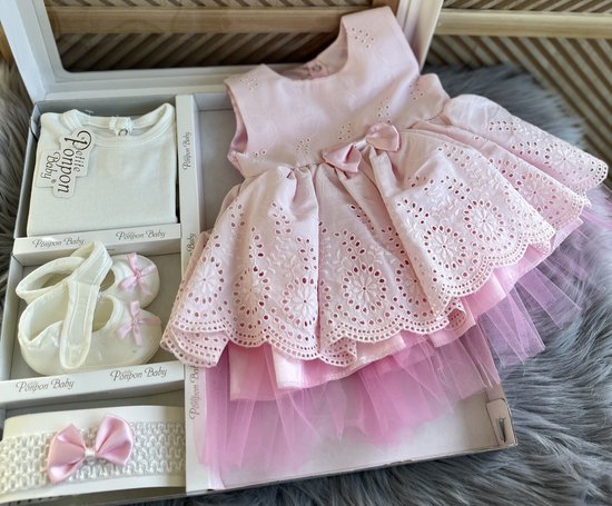 Baby jurk - feestjurk-doopjurk - doopkleding -katoenen jurk-Engels... |  bol.com
