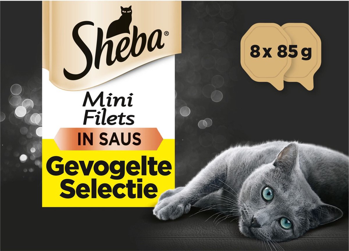 Sheba Sheba Alu - Voordeelpack - Mini Filets Traiteur - Gevogelte in saus - 8x85g - Kattenvoer