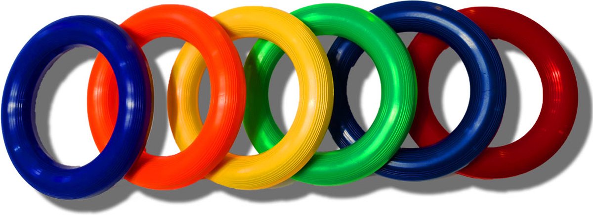 MDsport - Luchtgevulde Ringen set van 6 - Ring hockey - Luchtring - Gym ring - Rubber ring- 6 kleuren - Luchtgevulde ring