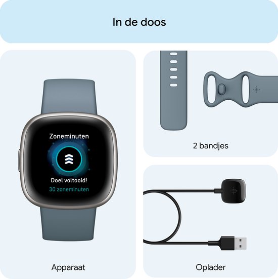 Fitbit Versa 4 - Smartwatch heren en dames - Blauw
