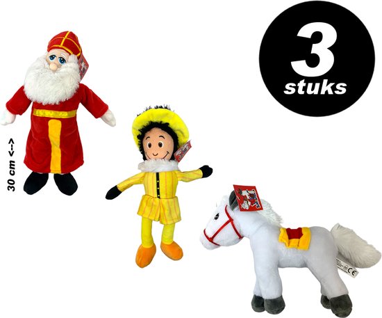 Sinterklaas knuffel set - Sint - Piet - Paard - set van 3 stuks | bol
