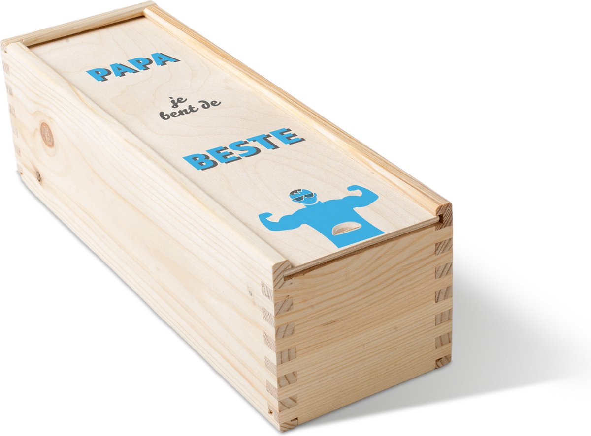 Bierkist | Vaderdag | Wijnkist |Cadeauverpakking | Vaderdag tip | Papa is de allerbeste | Cadeau voor hem | 1-vaks | Fotofabriek
