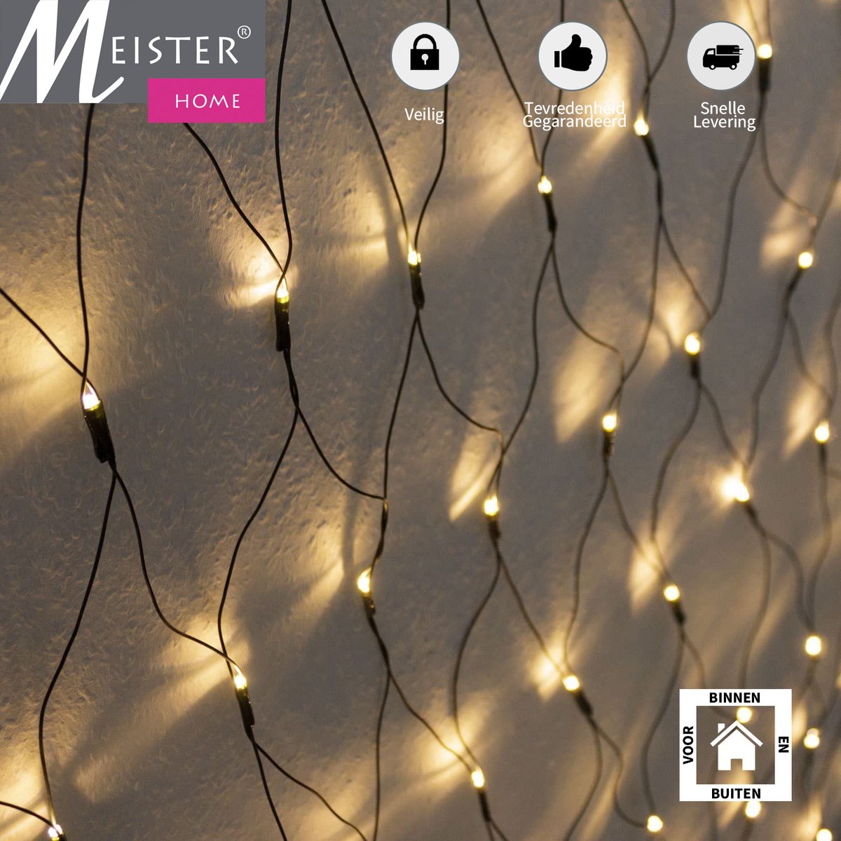 Meisterhome Netverlichting - 3x3 meter - Warm wit - Voor binnen & buiten - 240 LEDs - Meisterhome