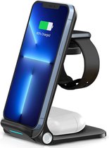3-in-1 Draadloze Oplader 15W - Wireless charger - Geschikt voor iPhone, iWatch & AirPods - Galaxy Buds - GSM Lader