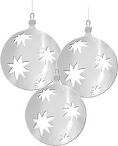 3x Kerstbal hangdecoratie zilver 30 cm van karton - Kerstversiering - Kerstdecoratie