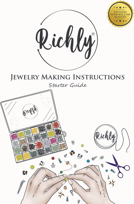 RICHLY® Kralen Set Creative Kit - gratis E-BOOK - Sieraden maken - Kralenketting meisjes & dames - Kralendoos - Armbandjes maken met kraaltjes - incl. Bedels, Parels, Smiley & Polymeer Kralen - Richly