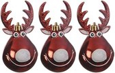 12x Kersthangers figuurtjes rendier Rudolph rood 11 cm - Rendieren thema kerstboomhangers