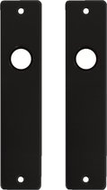1 paar kortschilden / deurschilden zwart aluminium 18 x 4,1 x 0,65 cm - plaat om deur / loopslot af te sluiten - deurschilden / kortschilden
