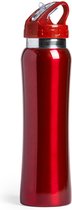 Drinkfles/waterfles 800 ml rood van RVS - Sport bidon