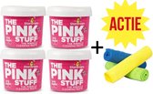 ACTIE - The Pink Stuff - 4x 500 gram + GRATIS 3x microvezeldoek - Allesreiniger - Wonder Schoonmaakpasta - HET Wonder Schoonmaakmiddel - The Miracle Allesreiniger