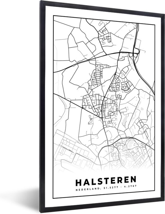 Fotolijst incl. Poster - Halsteren - Kaart - Stadskaart - Plattegrond - Posterlijst