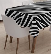 Nappe carrée - Textile Velours Imprimé - Zèbre Zwart & Wit - 140 x 140 cm - Nappe - De Groen Home