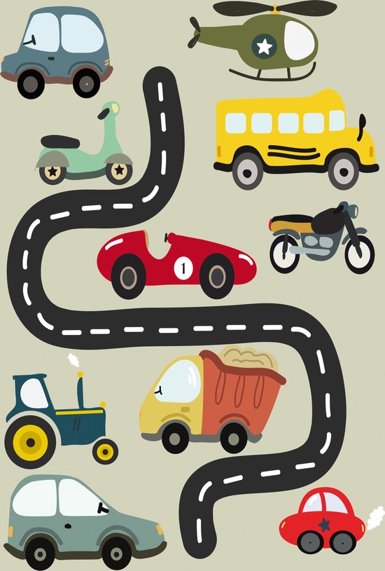 Poster met VOERTUIGEN - Schoolplaat VOERTUIGEN - Poster kinderkamer voertuigen - Kinderkamer babykamer poster - poster AUTO's