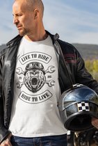Rick & Rich biker Grizzlybear - T-shirt XL - Ride to Live tshirt - Heren biker tshirt - Live to ride tshirt - T-shirt met beer - Mannen biker tshirt