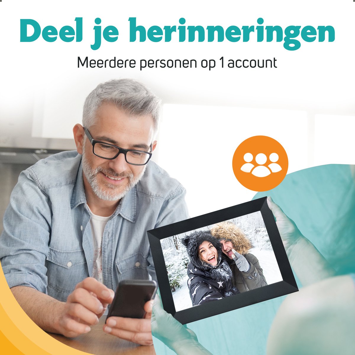 Pora&Co - Digitale fotolijst met WiFi en Frameo App – Fotokader - 10 inch – HD -IPS Display – Zwart - Micro SD - Touchscreen thumbnail 8