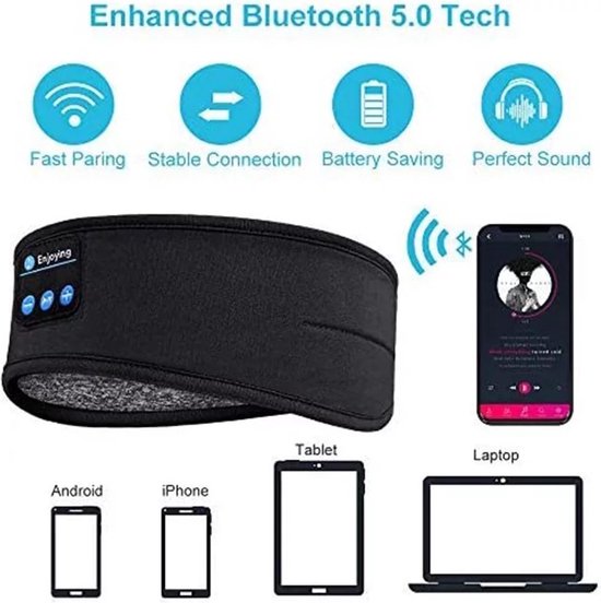 Fastsurfe - Casque Bluetooth sans fil - Bandeau de sport élastique - Masque  pour les